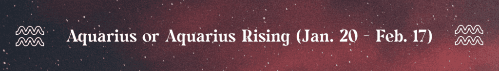 Aquarius or Aquarius Rising (Jan. 20 - Feb. 17) 