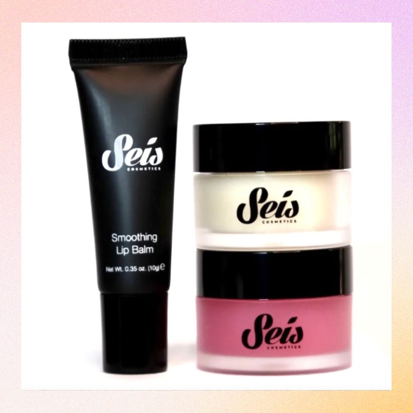 A colorful lip care set by Latina brand Seis Cosmetics shown as a Mother's Day gift. 